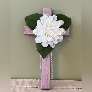 Wooden Cross with Flower, Crosses, Religious, Home Decor, Gifts